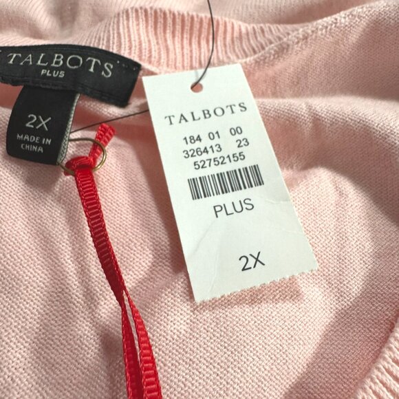 Talbots Cardigan Sweater 2X Pink Cotton Rayon Preppy Solid NWT CJ-2180 - Picture 6 of 10